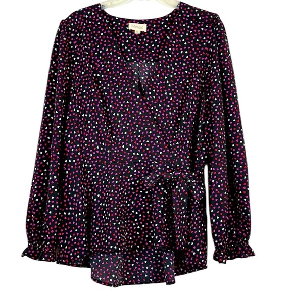 meraki Tops - Meraki Black Heart Print Surplice Blouse XL